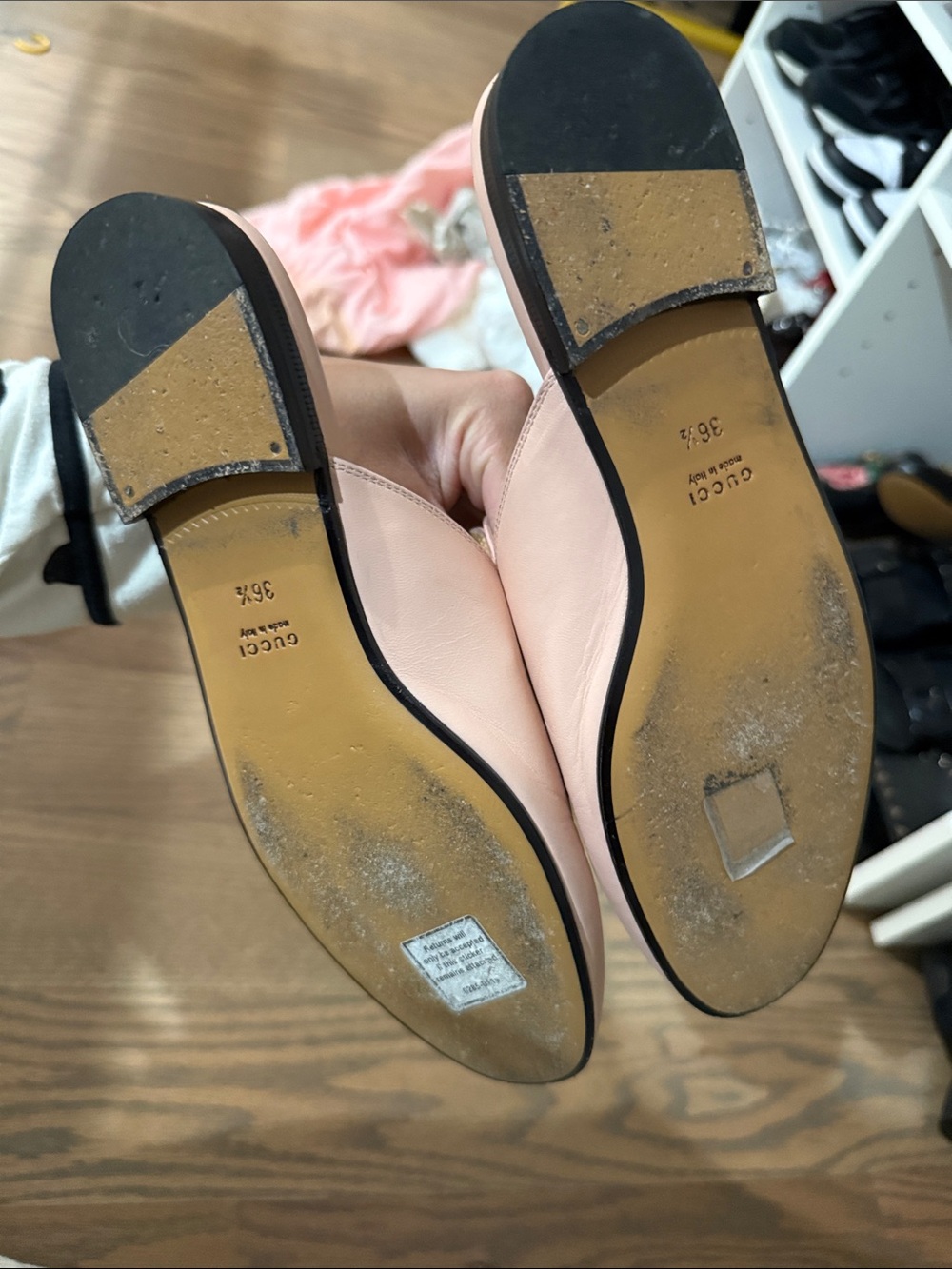 Gucci Pale Pink Leather Horsebit Mule Slides - Picture 4 of 5